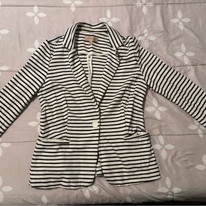 Women's Striped Blazer - Black and White